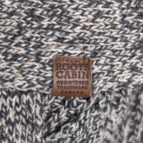 Roots Cabin Gray Marled Cotton Acrylic Knit Pullover Sweater L Cozy Relaxed - Picture 4 of 10